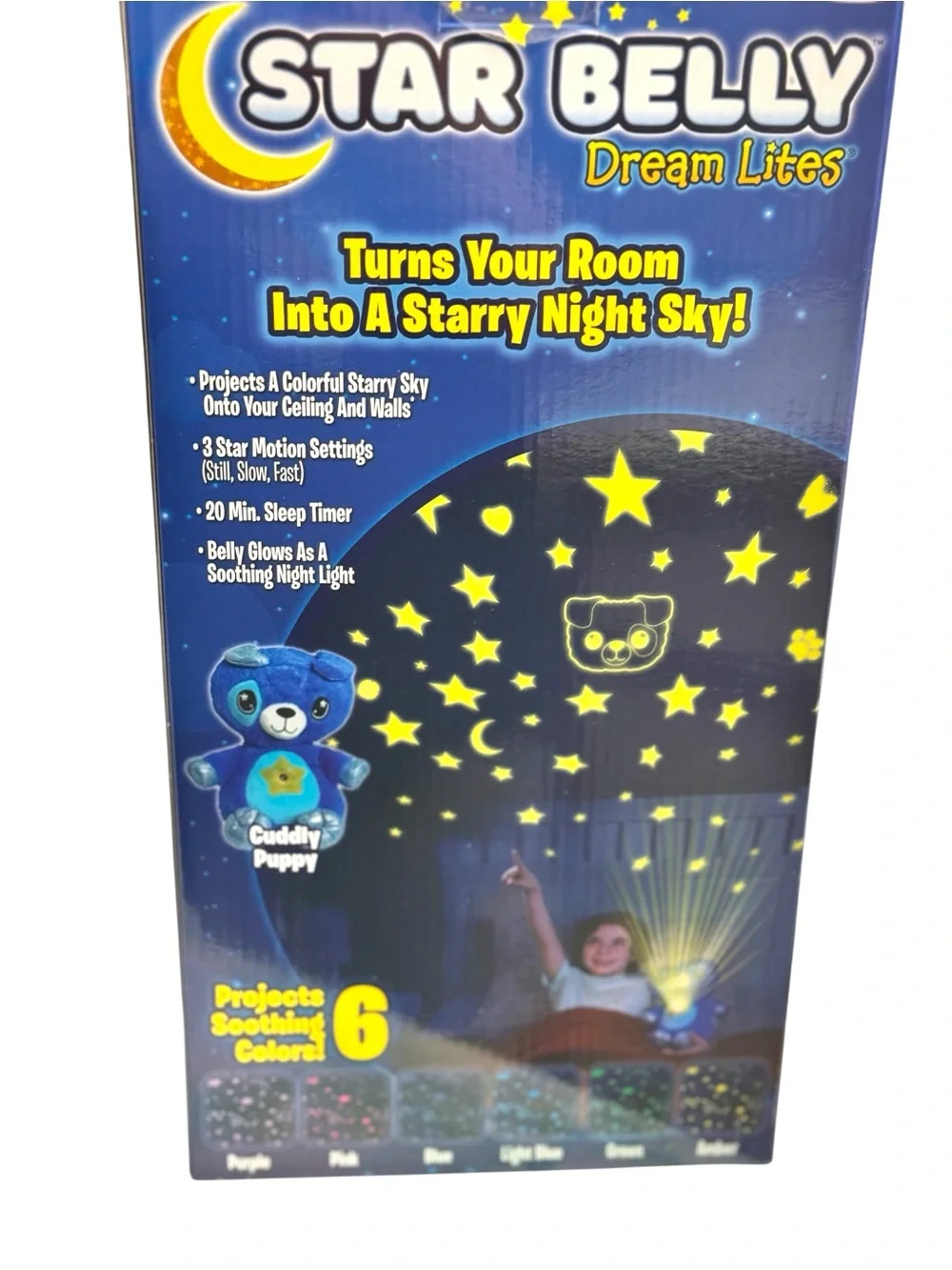 Ontel Star Belly Dream Lites Stuffed Animal Night Light, Cuddly Blue Puppy NWT